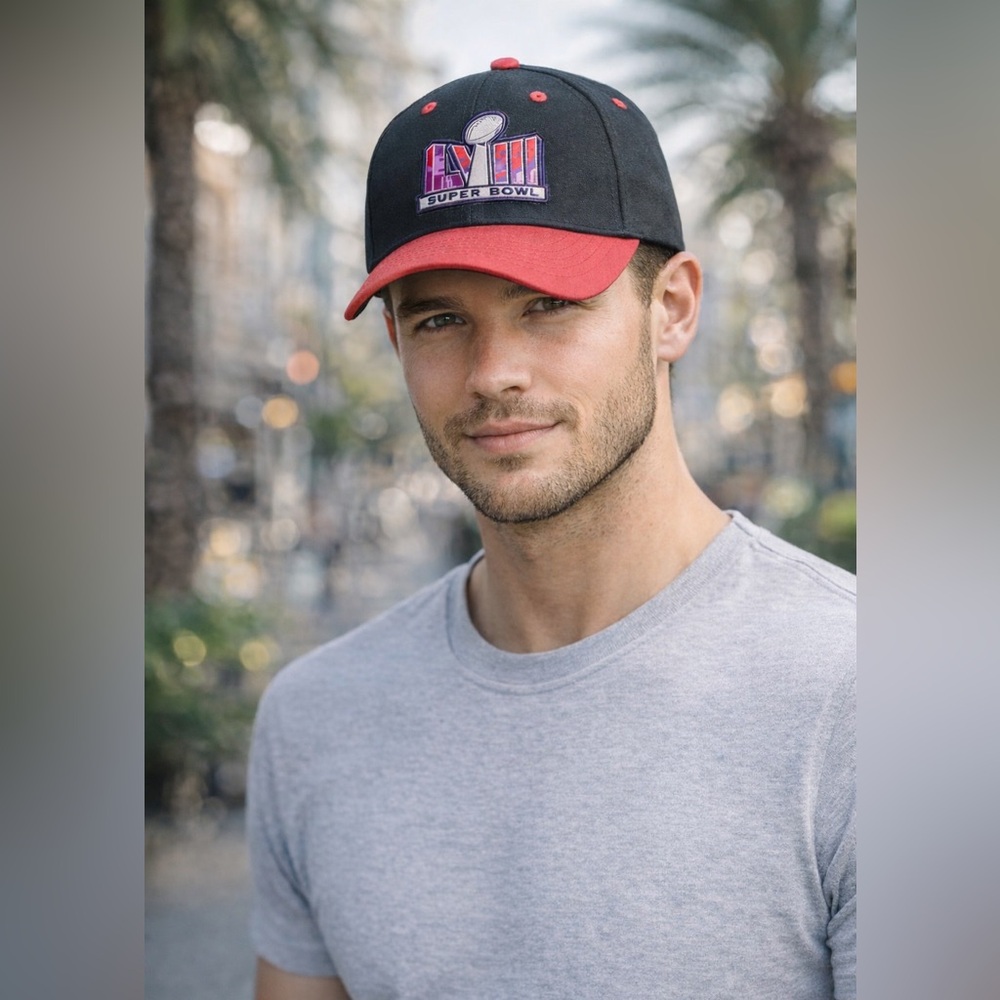 Super Bowl LVII 2023 Hat Caesars Sportsbook NFL Cap Black Red Strapback